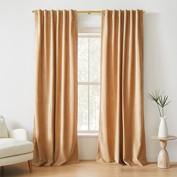 Worn Velvet Curtain - Camel | West Elm (US)