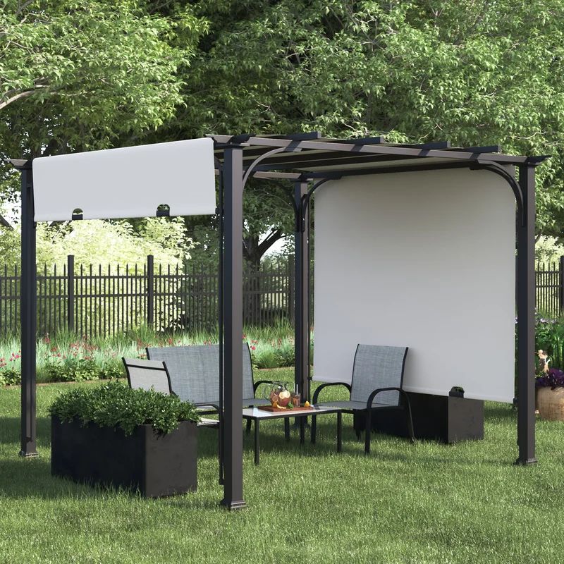 Meadow 9.5 Ft. W x 9.5 Ft. D Steel Pergola with Canopy | Wayfair North America