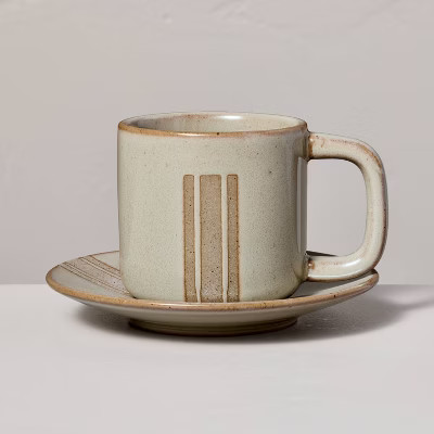 5oz Modern Stripe Stoneware Espresso Cup and Saucer Set Serene Green - Hearth & Hand™ with Magn... | Target
