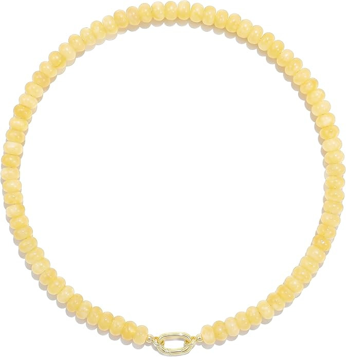 Beaded Gemstone Necklaces for Women Bohemian Colored Choker Natural Stone Bead Summer Beach Handm... | Amazon (US)