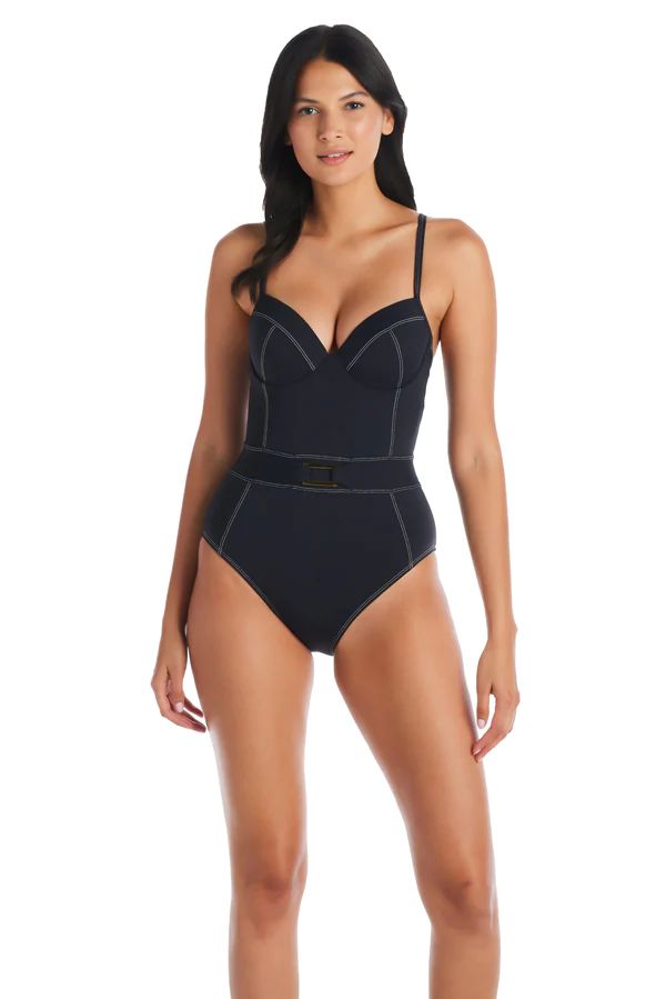 A Fine Line Over The Shoulder One Piece Swimsuit | Bleu Rod Beattie