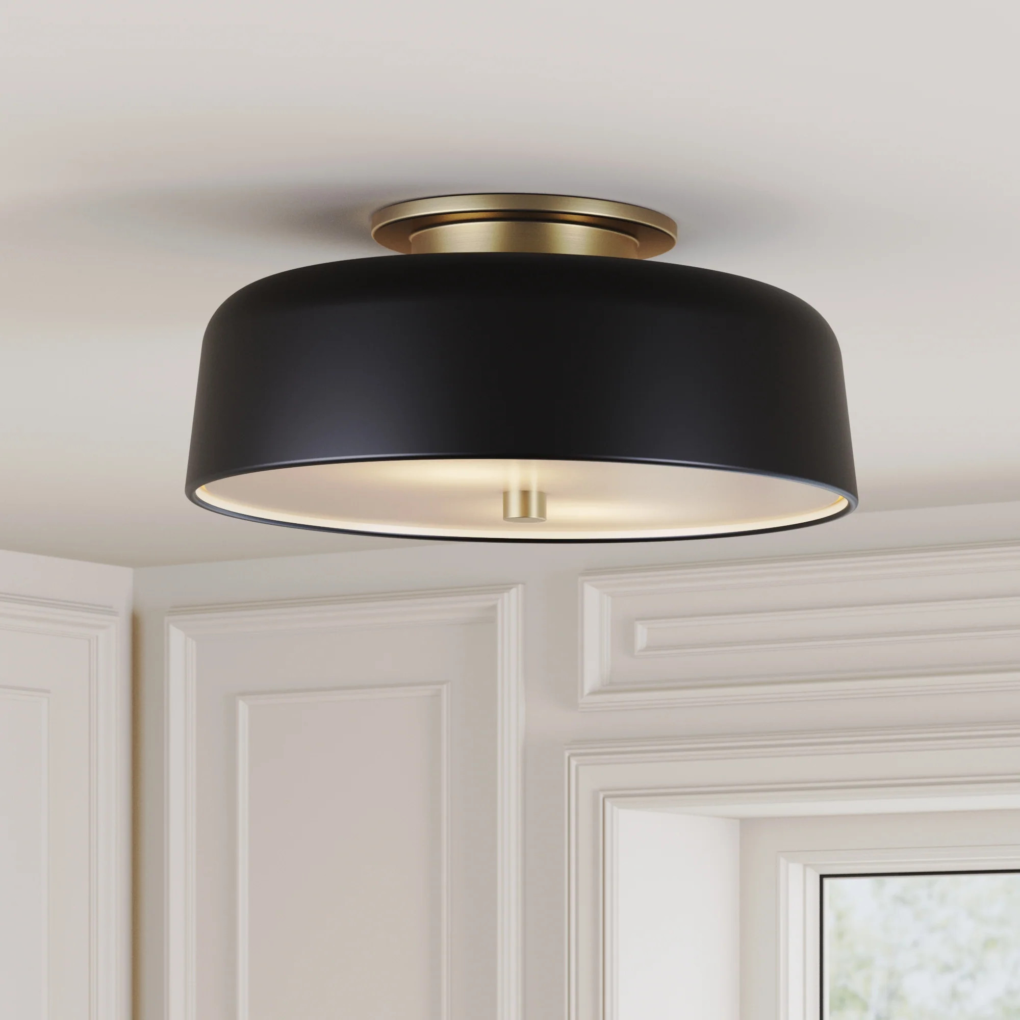 Mid-Century Flush Mount Ceiling Light Black | Nathan James