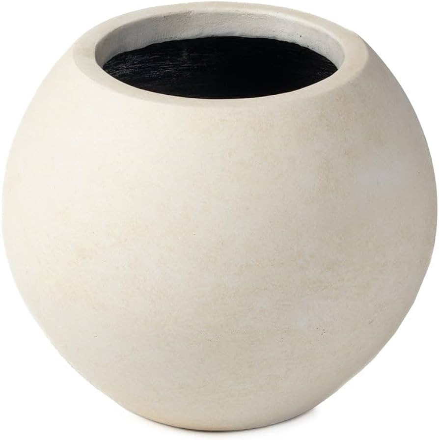 TITAN GREAT OUTDOORS Ash & Ember 16" Round Sphere Satin Ivory Planter, 14 Gallon Lightweight Fibe... | Amazon (US)