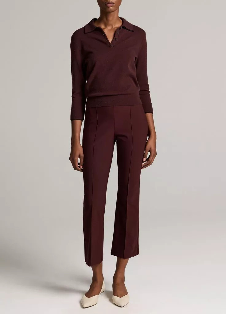 Women's Mid-Rise Pintuck Crop Flare Pant, Black, Size M Vince | Vince LLC
