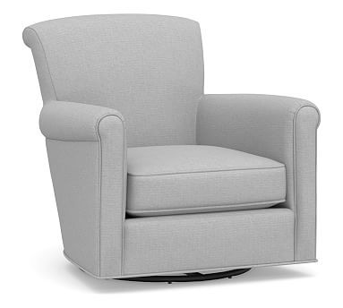 Irving Roll Arm Upholstered Swivel Glider | Pottery Barn (US)