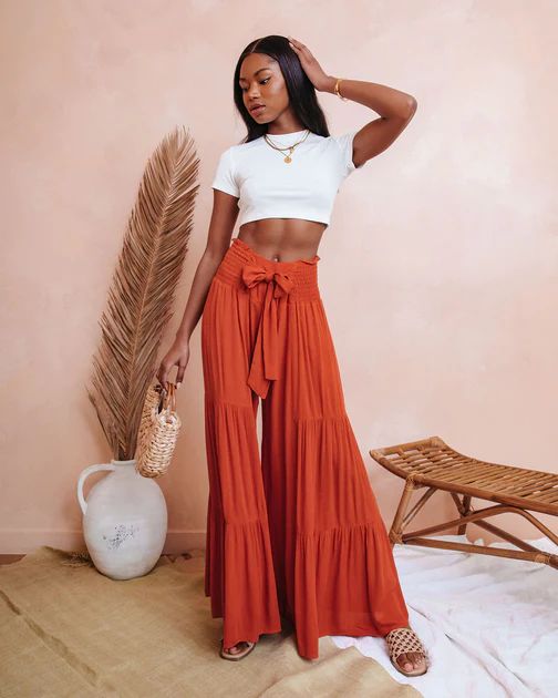 Shanista Smocked Wide Leg Pants - Clay | VICI Collection