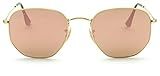 Ray-Ban RB3548N HEXAGONAL FLAT LENSES Mirrored Sunglasses (Gold Frame/Copper Flash Lens 001/Z2, 51) | Amazon (US)