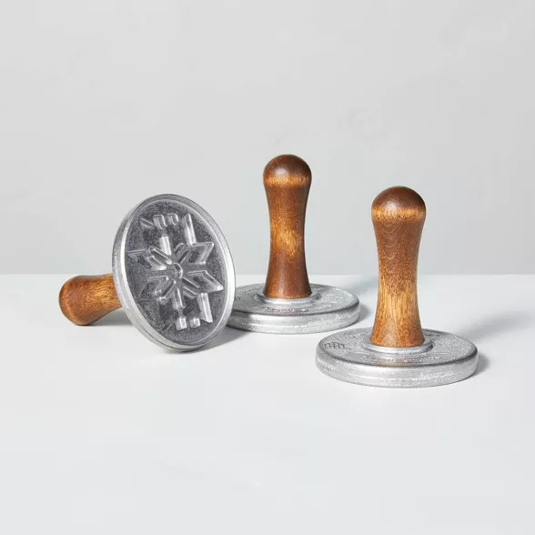 3pc Metal & Wood Snowflake Cookie Press Set - Hearth & Hand™ with Magnolia | Target