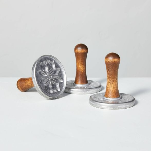 3pc Metal & Wood Snowflake Cookie Press Set - Hearth & Hand™ with Magnolia | Target
