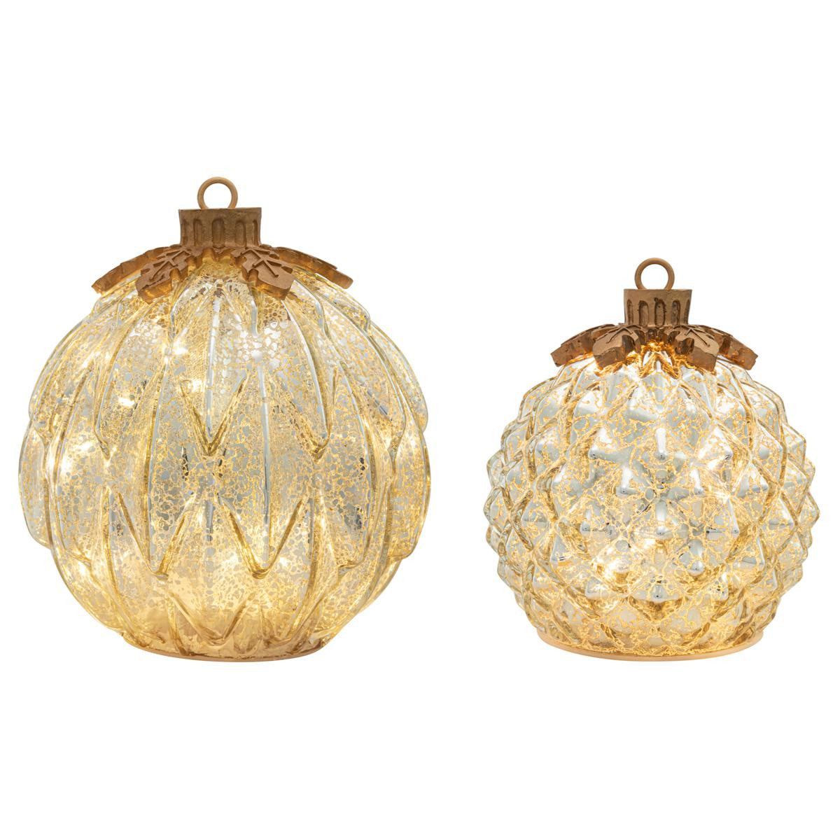 Winter Lane Twinkling Glass Ornaments 2-piece Set | HSN