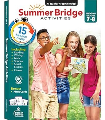 Summer Bridge Activities 7th to 8th Grade Workbook, Math, Reading Comprehension, Writing, Science... | Amazon (US)