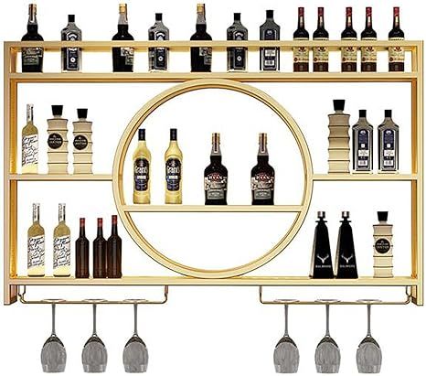 Metal Wall Mounted Wine Display Rack, Bar Unit Floating Shelves, Wall Mounted Wine Racks, Iron Di... | Amazon (US)