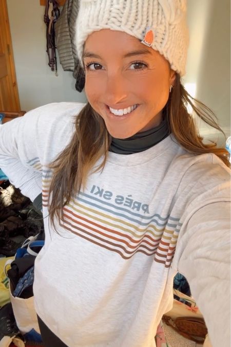This outfit was so warm and cozy for a long day of sledding, skiing, walking around the ski village, and cheering on the skiing kiddos!

These sh*t that I knit beanies are my FAVE. So warm and a perfect fit. 

The under layer for this sweatshirt was key on this 20° day 🙌🏼

#coldweatherfinds #apresski #athleisure 

#LTKfit