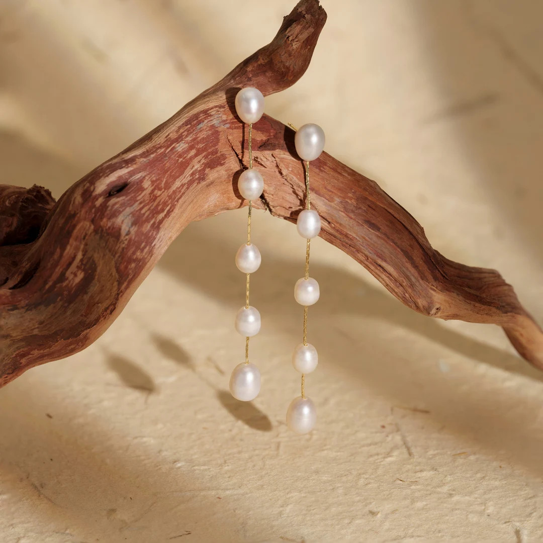 Natural Fresh Water Pearl Drop Earrings, Dainty Dangle Pearl Earrings, Bridal Jewellery, Multiple... | Etsy (US)