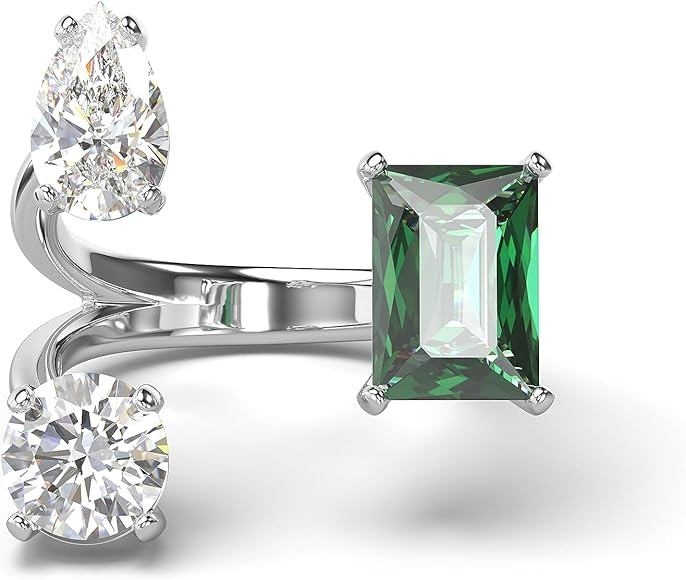 Swarovski Mesmera Open Ring, Green and Clear Mixed-Cut Stones in a Silver-Tone Finish, Part of th... | Amazon (US)