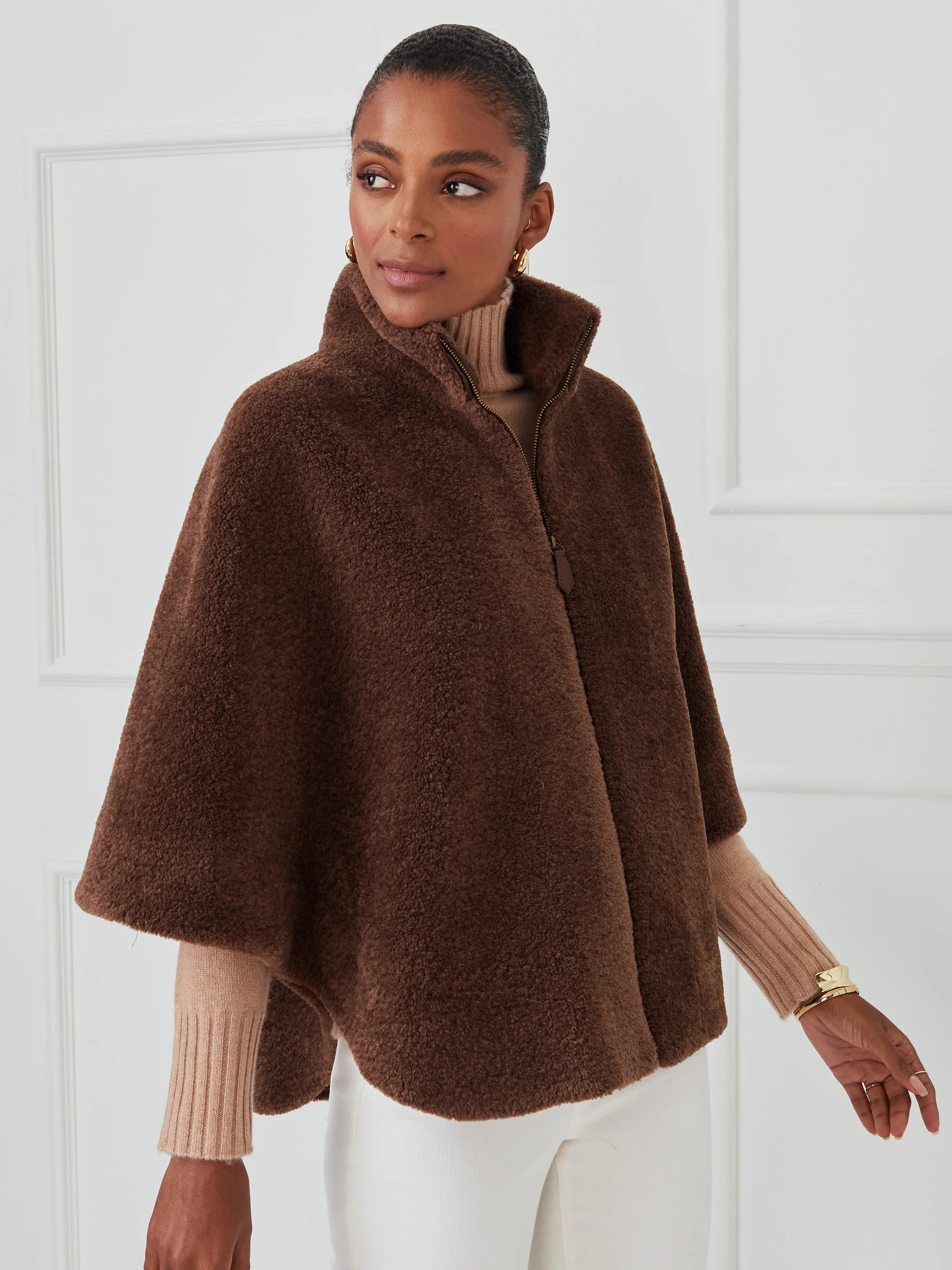 Gretchen Faux Fur Zip Poncho | J.McLaughlin