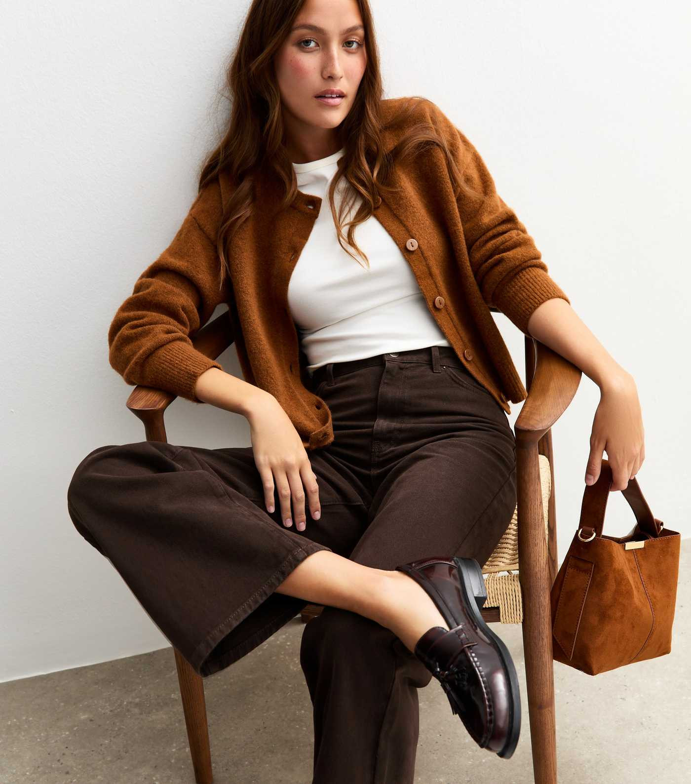 Dark Brown Adalae High Waisted Wide Leg Jeans | New Look | New Look (UK)