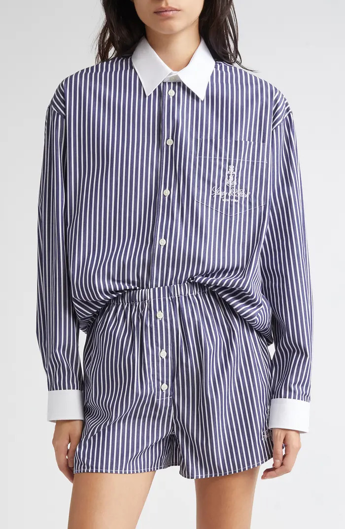 Sporty & Rich Vendome Oversize Cotton Poplin Button-Up Shirt | Nordstrom | Nordstrom