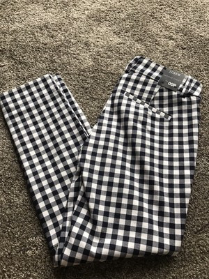 J. Crew Women’s Gingham Winnie Stretch Cotton Pants Sz 00P Navy/White | eBay US