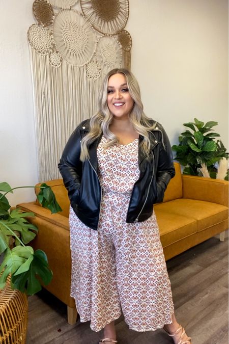 Plus Size Spring Ootd 🌼 another layering option with this leather jacket from Torrid! This romper is flowy, comfortable, and perfect for spring. The jacket pairs perfectly for layering, AND I found this jacket to fit really comfortably in my upper arms where they usually tend to be tight. 
🌟CODE DANYELLE40

Jacket is a 3x 
Romper is a 2x
Shoes are wide width

(Plus size, curvy fashion, wedding outfit, Easter dress, spring dress, spring romper, romper, wedding guest, denim jacket, vacation outfit, swim, plus size Ootd, casual Ootd, sandals, plus size, plus size outfit, plus size fashion, curvy style, curvy fashion, size 20, size 18, size 16, size 3x size 2x size 4x, casual, Ootd, outfit of the day, date night, date night outfit)

#LTKwedding #LTKFind #LTKcurves