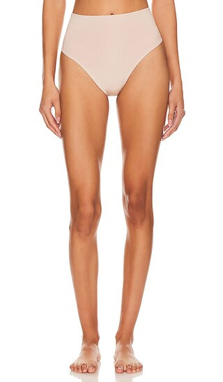 Liquid High Rise Thong in Mocha | Revolve Clothing (Global)