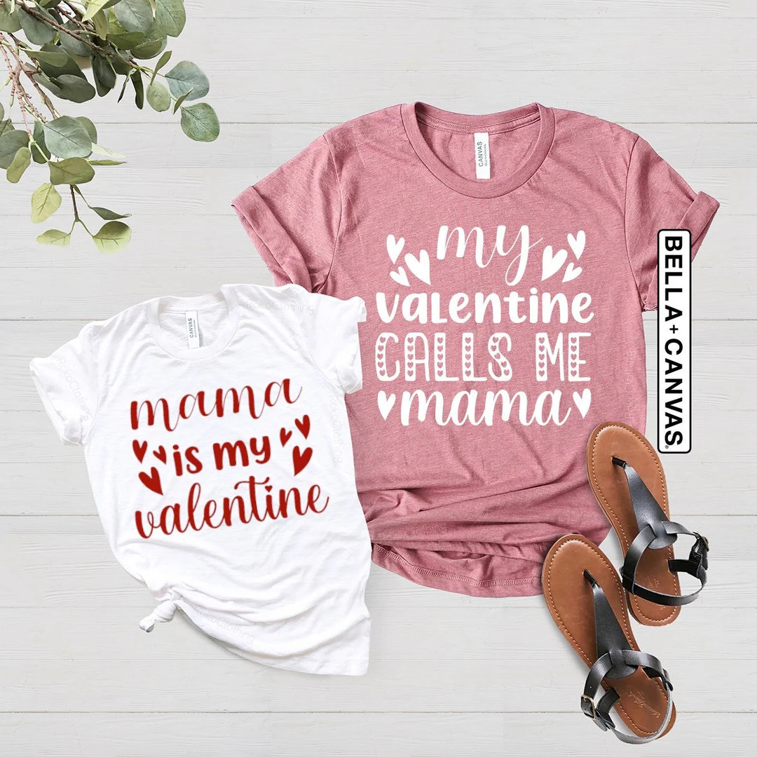 Mommy and Me Valentine Shirts, My Valentine Calls Me Mama is My Valentine, Matching Valentines Da... | Etsy (US)
