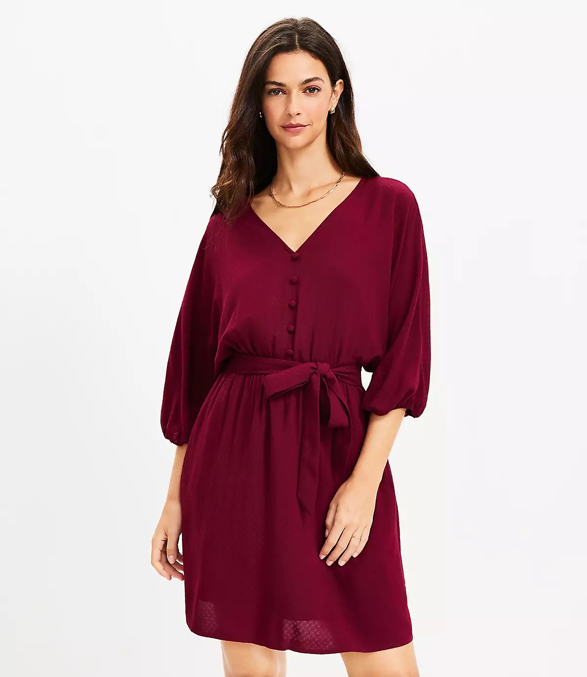 Dobby Button Dolman Pocket Dress | LOFT