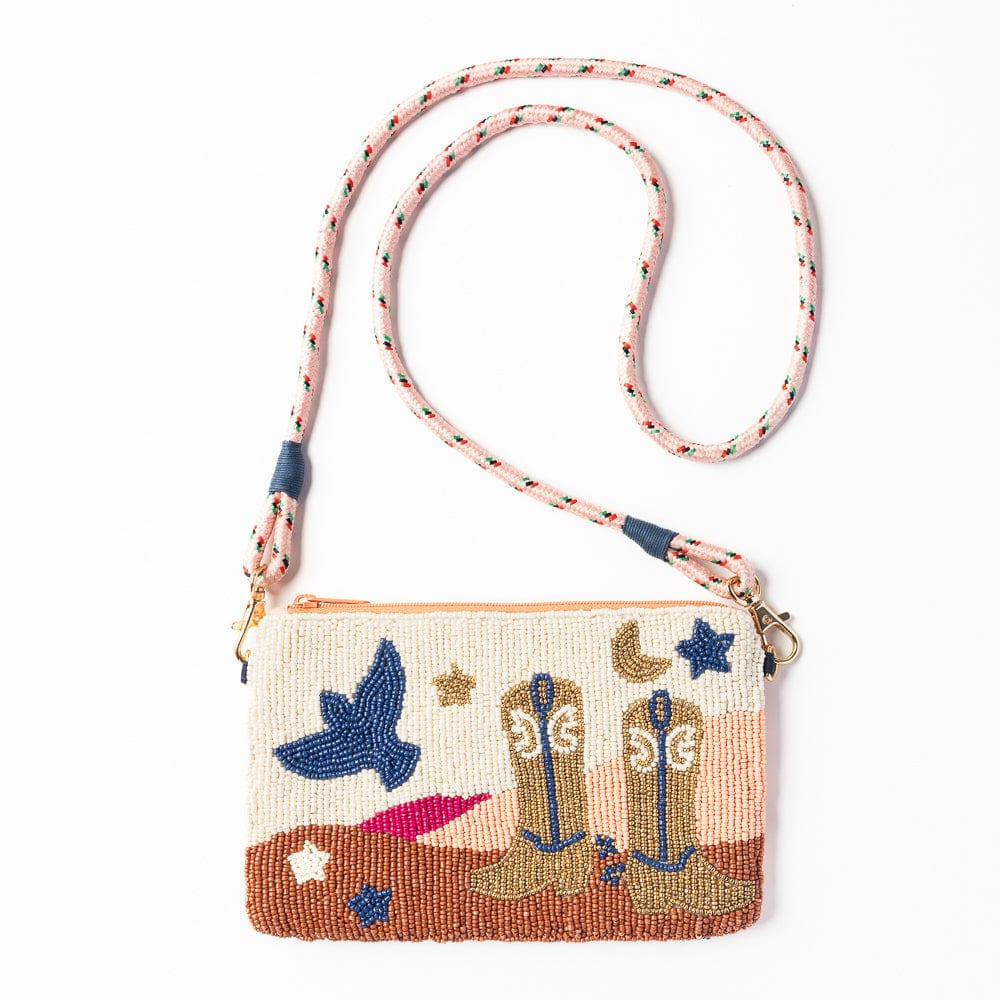 Leila Boot Seed Bead Clutch With Strap | INK+ALLOY