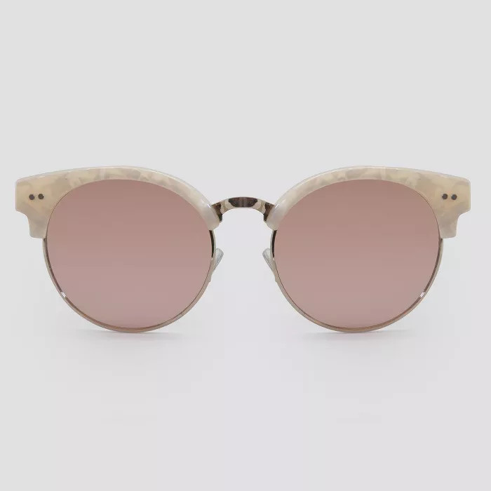 Women's Retro Plastic Metal Combo Round Sunglasses - A New Day™ Off White | Target