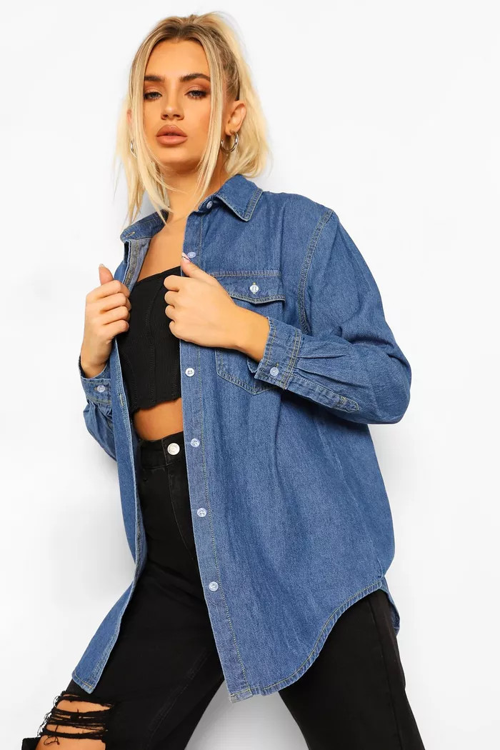Oversized Denim Shirt | Boohoo.com (US & CA)
