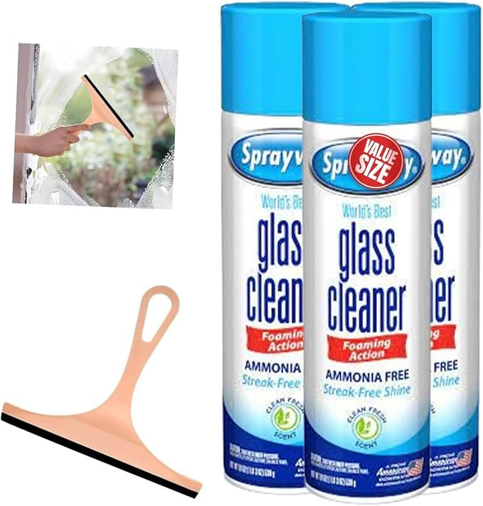 Glass Cleaner Spray, Window Cleaner, Foam Action, 19 Fl Oz, 3 Pack, Plus 1 Window Squeegee, The P... | Amazon (US)