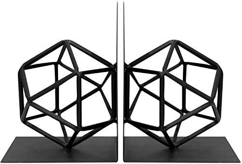 Agirlgle Bookends Decorative Book Ends Metal Black Heavy Duty Bookend Modern Geometric Design Boo... | Amazon (US)
