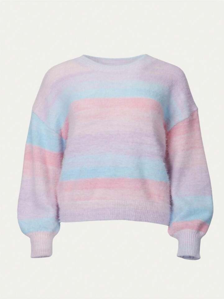 UNISHE PASTEL RAINBOW STRIPED SWEATER | SHEIN