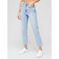 V by Very Premium High Waist Straight Jean - Bleach Wash | Very (UK)