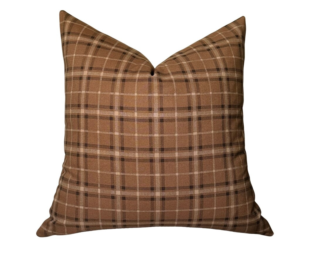 Plaid Pillow Cover, Brown Plaid Pillow, Fall Pillow Cover, Lumbar Plaid Throw Pillow, Christmas P... | Etsy (US)