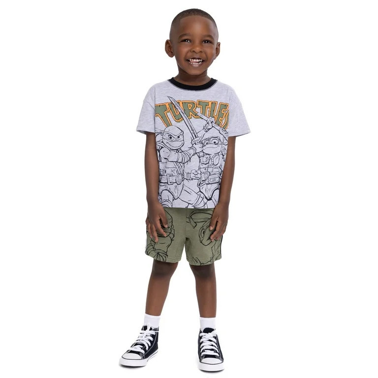 Teenage Mutant Ninja Turtles Toddler Boys Short Sleeve T-Shirt and Shorts Set, 2-Piece, Sizes 12M... | Walmart (US)