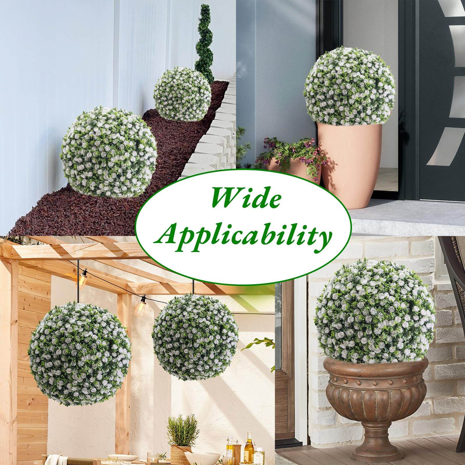 20.8" Artificial Topiary Balls 2PCS, Flower Topiary Ball Decorative Balls for Outdoor Patio Garde... | Amazon (US)