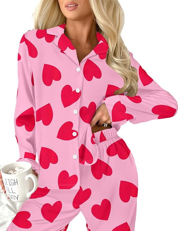 Ecosunny Christmas Santa Pajama Set Women's Long Sleeve Sleepwear Soft Loungewear Two Piece Butto... | Amazon (US)
