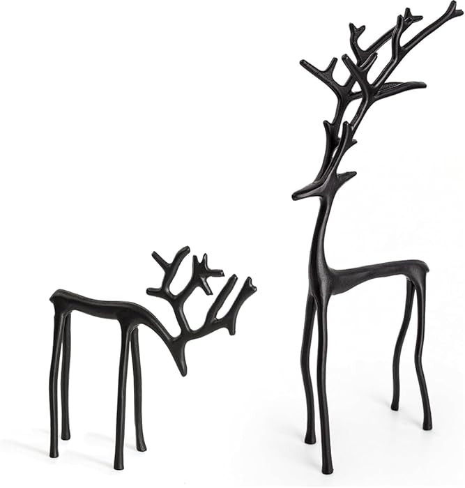 Set of 2 Black Reindeer Statues,2026 Reindeer Decor,Modern Aluminum Alloy Xmas Figurines,Elegant ... | Amazon (US)