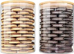 Glass Jars with Bamboo Lids EcoEvo, Glass Food Jars and Canisters Sets, 2 Pack of 100oz | Amazon (US)