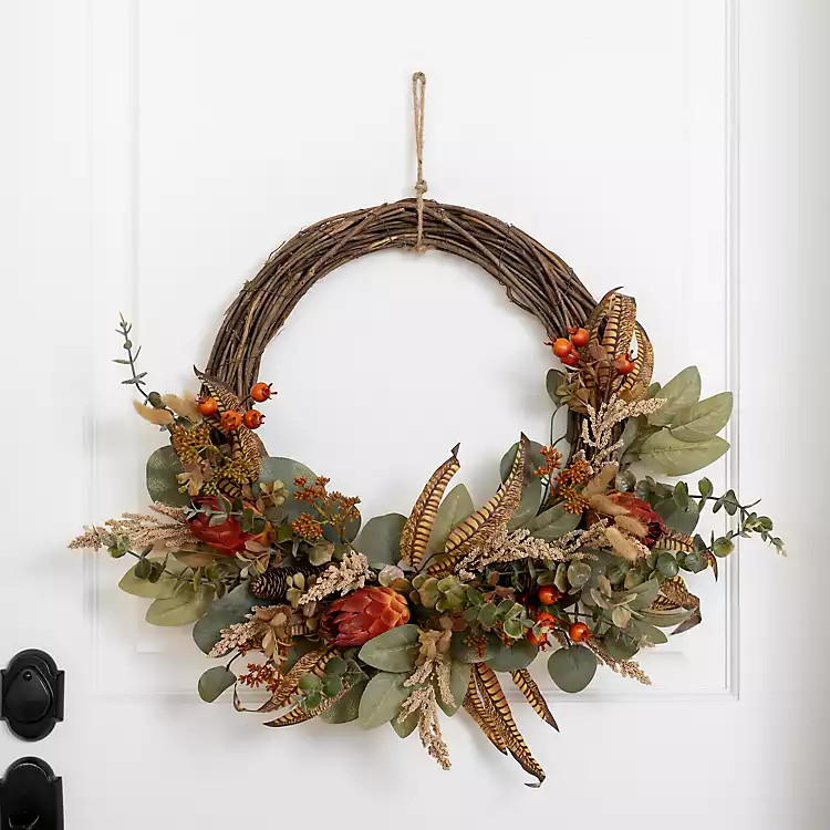 Mixed Wheat and Protea Fall Wreath | Kirkland's Home