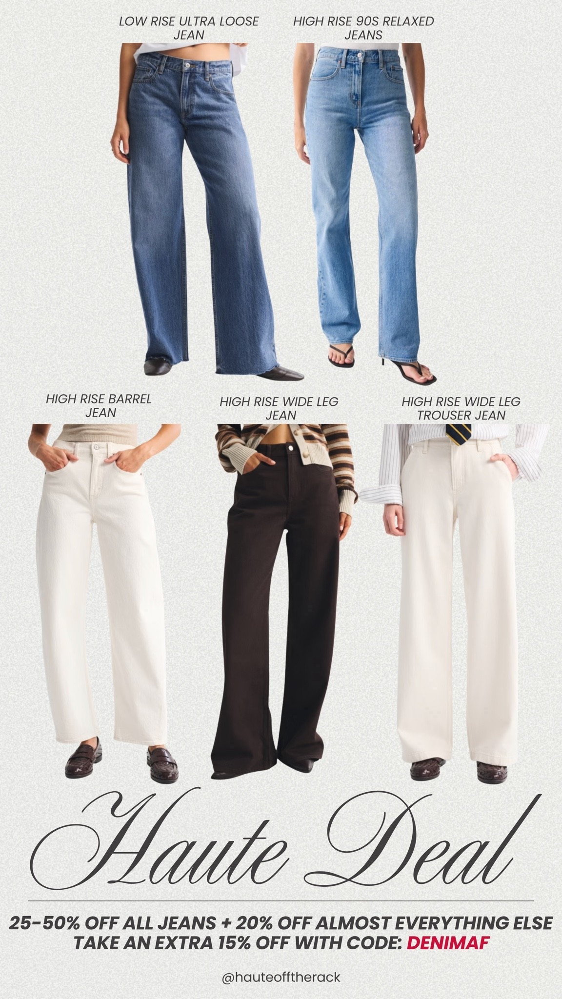 25-50% OFF ALL jeans + 20% OFF almost everything else
+ take an EXTRA 15% OFF with CODE:DENIMAF

#jeans #abercrombie #sale #salealert #leggings #whitedenim #chocolatebrown #denim

#LTKSaleAlert #LTKSeasonal