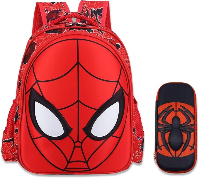 cartoon spider schoolbag, with a pencil case, features a 3D design. It's waterproof, large - capa... | Amazon (US)