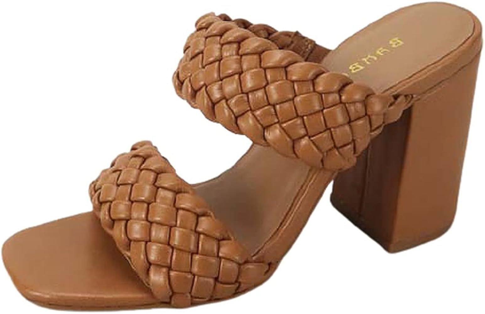 Womens Braided Square Open Toe Heeled Sandals | Amazon (US)