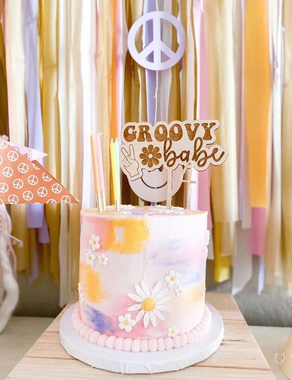 groovy BABE / wood cake topper / hippie collection | Etsy (US)