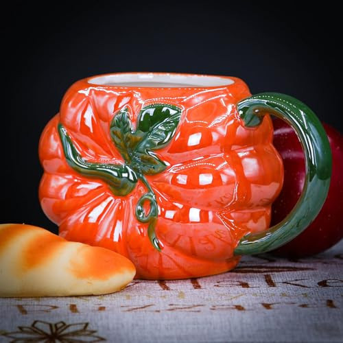 A.F.N.A.L Ceramic Mug for Home & Office, Creative Porcelain 3D Cup with Handle for Coffee, Tea, Juice, Milk & Water, 16.5oz. Pumpkin Shape Mug Gift, 3.7" H | Amazon (US)