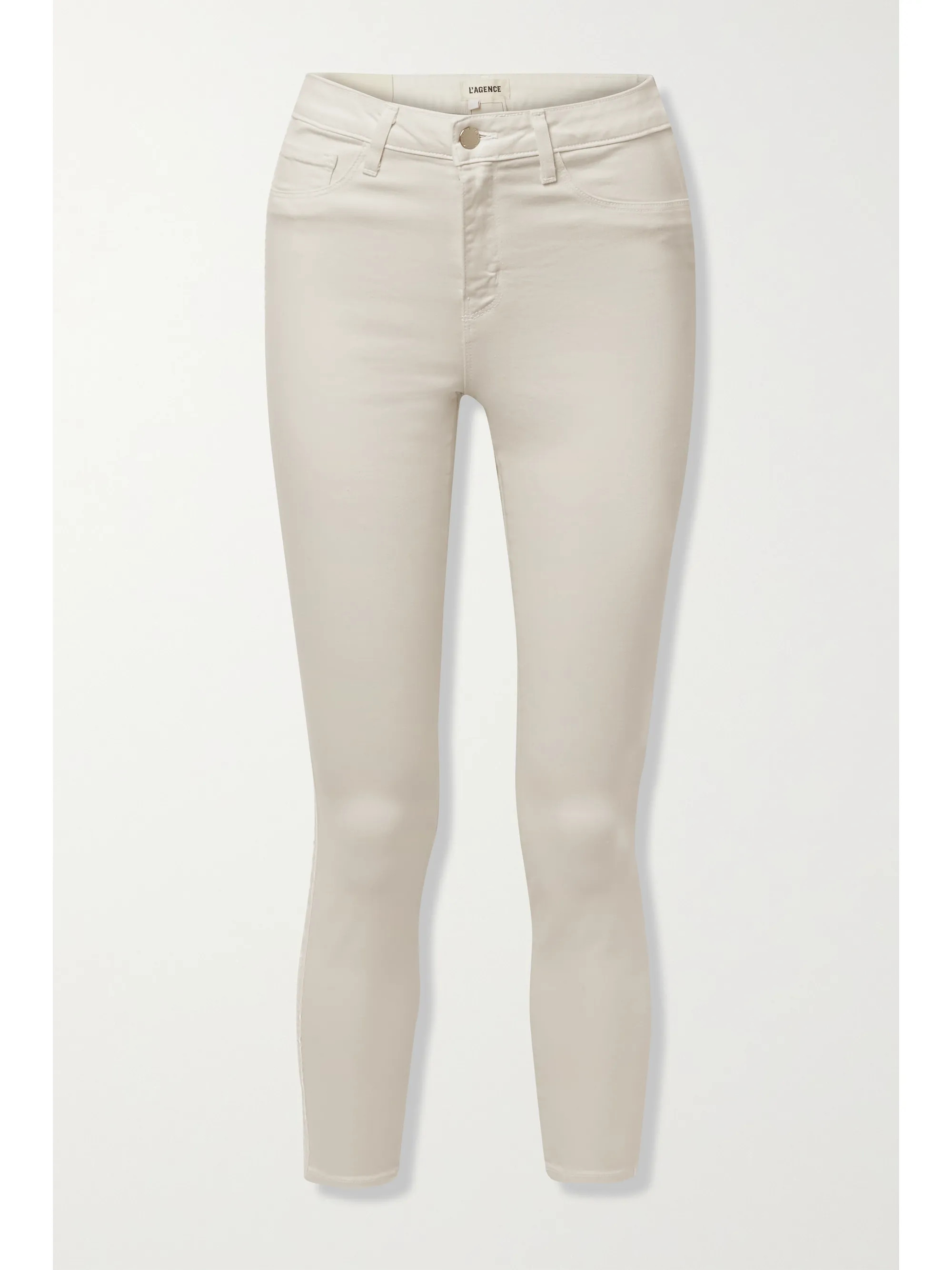 Margot cropped velvet-trimmed high-rise skinny jeans | NET-A-PORTER (UK & EU)