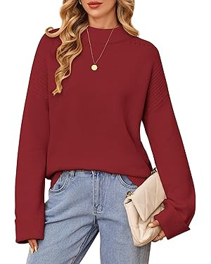 Zyyfly Womens Oversized Mock Neck Sweater Chunky Loose Long Sleeve Casual Fall Knit Pullover Swea... | Amazon (US)