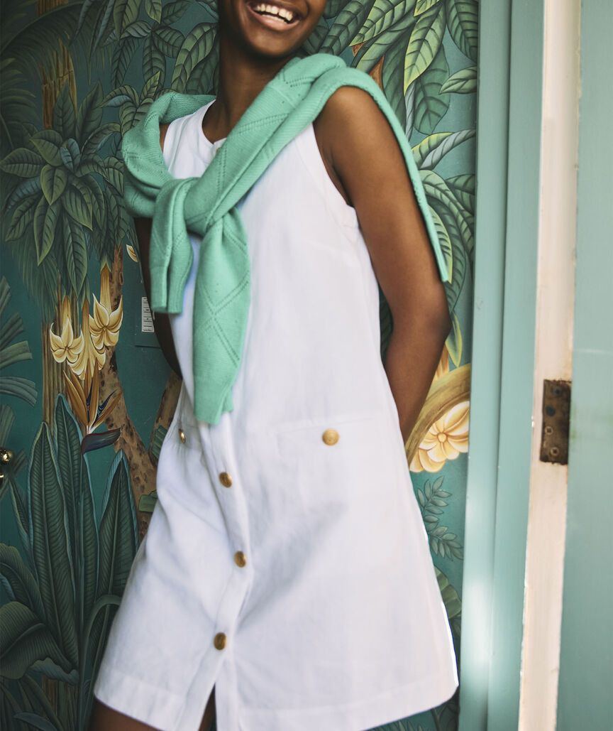 Linen Button-Front Shift Dress | vineyard vines