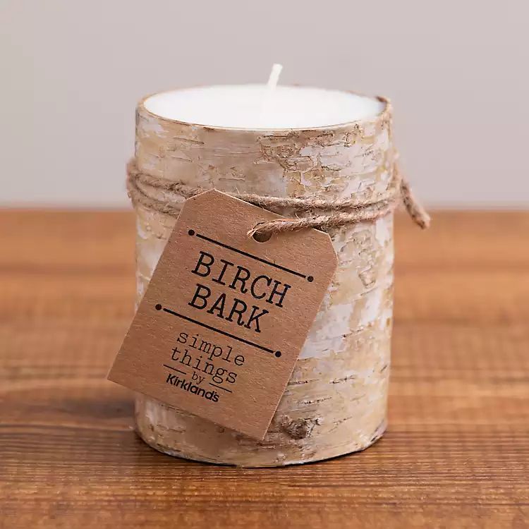 Birch Bark Pillar Candle, 4 in. | Kirkland's Home